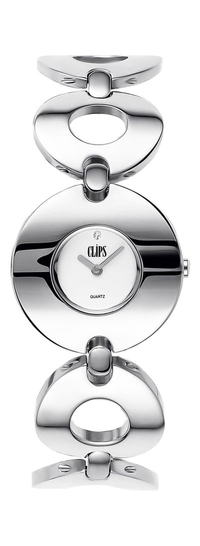 Clips 553-2012-88 Horloge - Staal - Zilverkleurig - Ø 30 mm