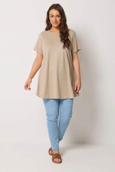 Yours Naturelbruin Geribd Zacht Aanvoelend Swing Topje Size 50-52