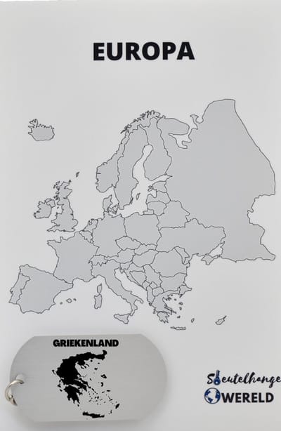Griekenland Sleutelhanger inclusief kaart – Griekenland cadeau – beste land- Leuk kado voor je Vriend om te geven - 2.9 x 5.4CM