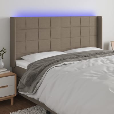 vidaXL - Hoofdbord - LED - 203x16x118/128 - cm - stof - taupe