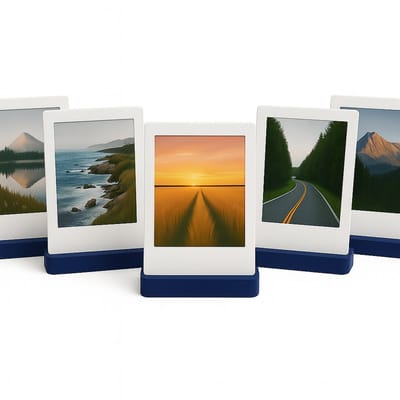 Polaroid Fotohouder Blauw – Set van 5 Universele Instax Mini / Square / Wide & Polaroid Foto’s – Fotostandaard – Blauw