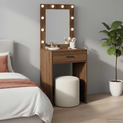 vidaXL - Kaptafel - Bruin - Eiken - 50 - x - 41 - x - 135 - cm - Bewerkt - hout