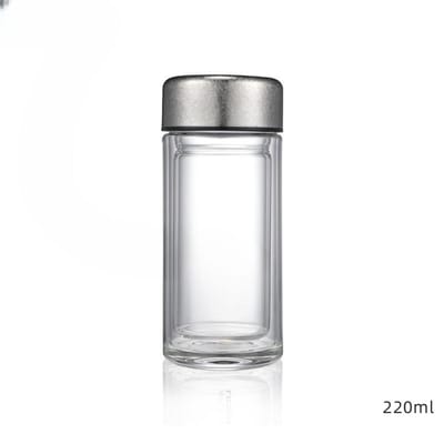 Glas Dubbellaags High-end Draagbaar Herencadeau Bubble Tea Bekers High-end Waterbekers. 220ml gray