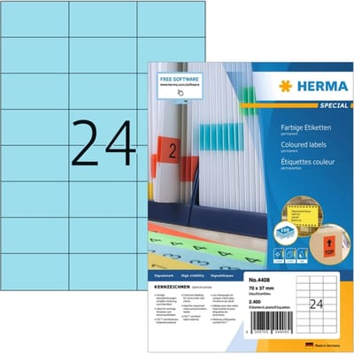 HERMA Etiketten A4 blauw 70x37 mm Papier mat 2400 St.