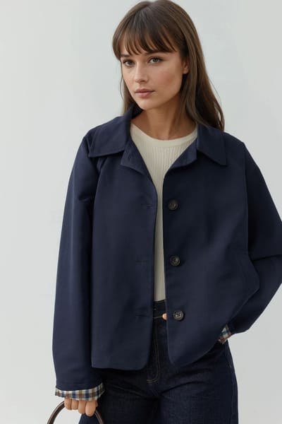 Gekleed Ruit Motief Voering Jacket met Knopsluiting