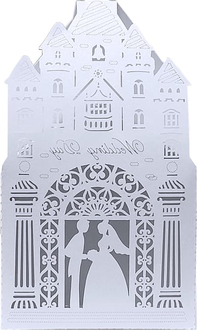Romantische Kasteel Favor Dozen voor Bruiloften - 50 Stuks Papieren Candy Dozen met Laser Cut Ontwerp en Europese Stijl