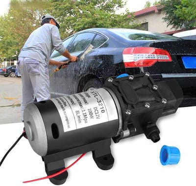 Allecto - 12V DC Hogedruk Waterpomp - Zelfaanzuigend - Ideaal voor Autowassen - Zwart - 8L/min - Voor Tuinirrigatie en Bootwas