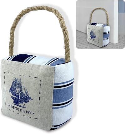 Deurstopper - Stofzuiger - Houdt deur open - Decoratief zeilpatroon - 13 x 7 x 12 cm - Sailboat