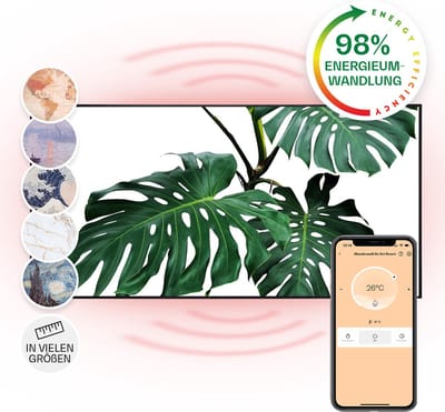 Klarstein Air Art Smart Infraroodverwarming, Infraroodverwarming met IoT/WiFi app-bediening, Openraamdetectie, Infraroodverwarming met thermostaat, CO2-vrije elektrische verwarming 700W