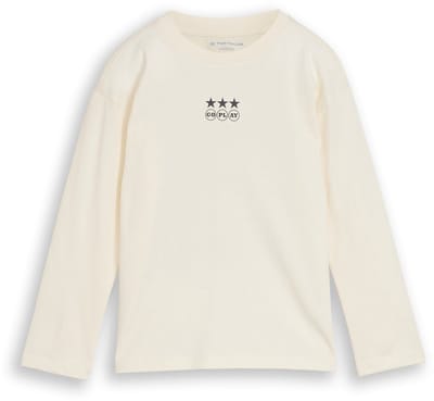 Tom Tailor - Oversized shirt met lange mouwen en print op de rug - Maat 92/98 - Wool White