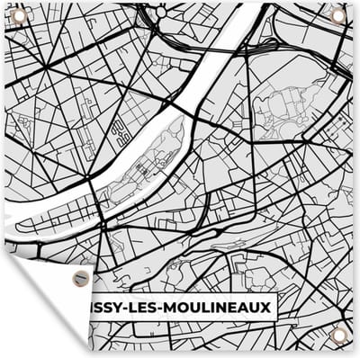 Tuin poster Kaart - Stadskaart - Frankrijk - Issy-Les-Moulineaux - Plattegrond - 200x200 cm - Tuindoek