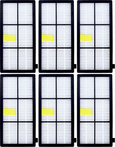 Vervangende HEPA-filters voor iRobot Roomba 800/900 serie stofzuigers (805, 865, 870, 871, 876, 880, 960, 965, 966, 980), 6-pack | Roomba stofzuigerfilters en accessoires
