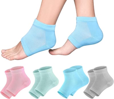 Zachte Voetverzorging: 4 Paar Gel Hiel Sokken voor Hydratatie, Comfort en Ventilatie voor Droge Huid en Gescheurde Hielen