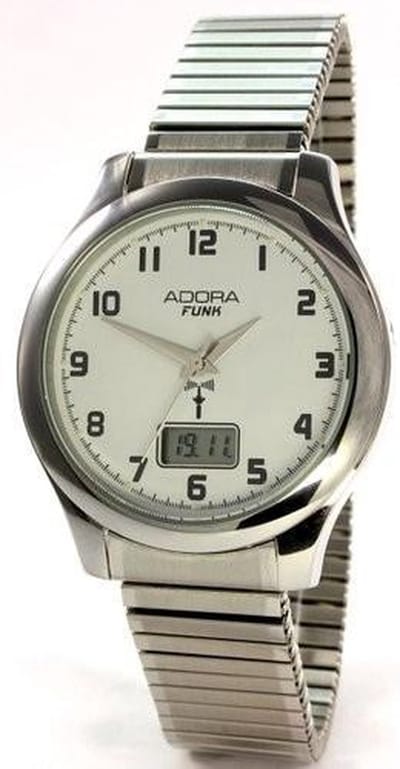 Adora radio controlled horloge met datumaanduiding -zilverkleurig rekband AF7107