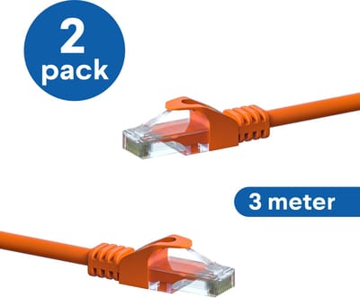 Danicom CAT6 UTP patchkabel - 3 meter oranje - CCA - 2 stuks - netwerkkabel - internetkabel - UTP kabel - RJ45 - 1000 mbit/s
