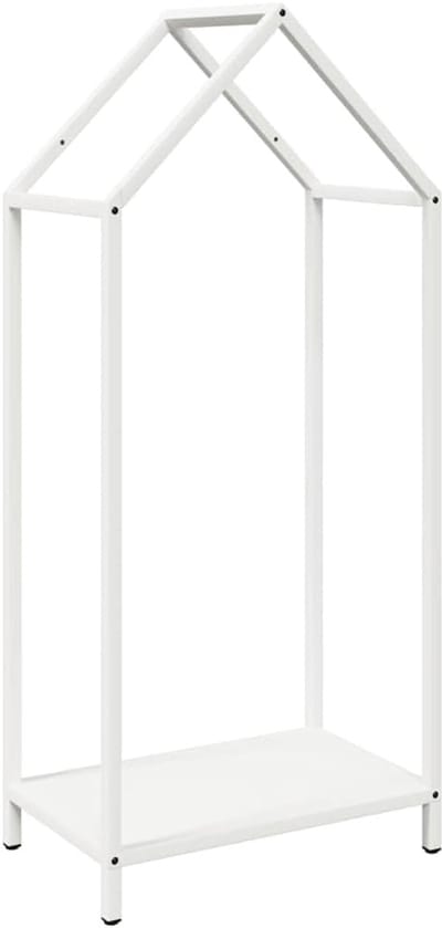 Brandhoutrek - Houtblokhouder - Open haard opslag - Koudgewalst staal - 40x25x90 cm - Wit
