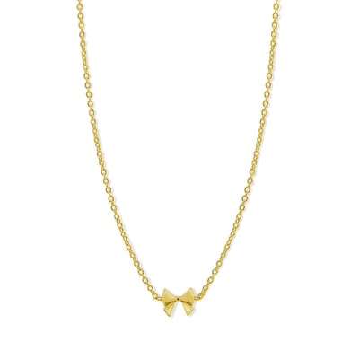 New Bling 9LA-20047N Zilveren Ketting met Hangertje - Strikje - 8x7mm - 39+3+4cm - Zilver - Verguld/Goud op Zilver
