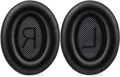 Professionele Vervangende Oorkussens voor Bose QuietComfort QC35/QC35 II, Visco-Elastic Schuim en Echte Leer, Zwart (1 Paar)