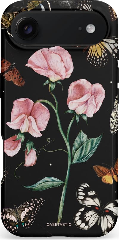 Casetastic hoesje geschikt voor Apple iPhone Air - MagSafe - Dubbellaagse bescherming - Vleugels en bloemen - Fashion Case - Grijs Lichtroze Groen