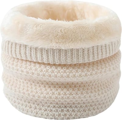 Famanu – Nekwarmer voor heren en dames, gebreide ronde sjaal met fleece voering, thermisch en zacht