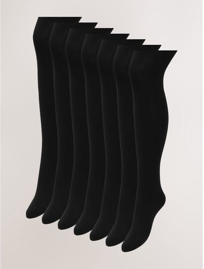 Next - Dames - Set van 7 ondoorschijnende panty's van 100 denier - Zwart