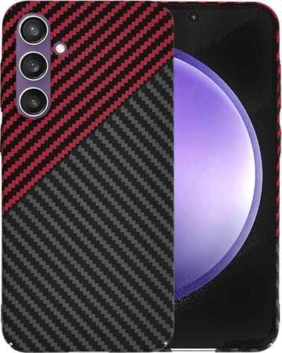 Hoesje geschikt voor Samsung Galaxy S23 FE - Techsuit Carbonite FiberShell Carbon Back Cover - Rood/Zwart