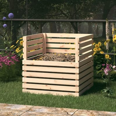Compostbak Hout - Compostvat Tuin - Natuurlijk Composten - Leisten Ontwerp - 80x80x78 cm - Houtkleur