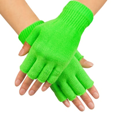 Boland - Paar handschoenen Retro neongroen Groen,Neon - Volwassenen - Unisex - Hippie - 80's & 90's - Disco