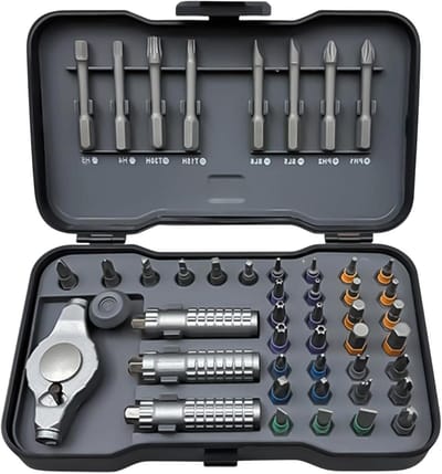Ratelschroevendraaierset - Magnetische Schroevendraaier Set - Huishoudelijke Reparatie - 47-in-1 Bit Combinaties - 16 x 9.3 x 3.6 cm - Grijs