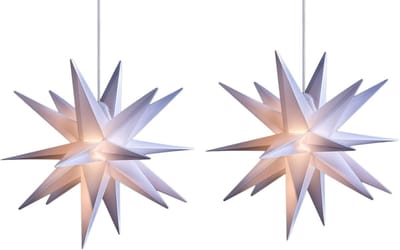 Set van 2 kerststerren LED decoratieve sterren 25cm wit voor BUITEN kabel met transformator 3D ster 18-puntige verlichte ster kerstverlichting winterverlichting 3D ster kerstverlichting