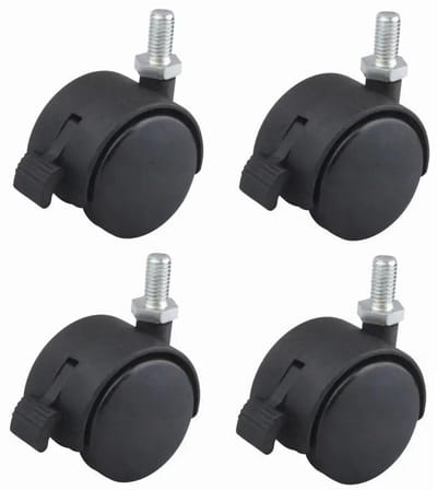 Meubelwielen 40 mm - Zwenkwielen M8x15 met Rem tot 40 kg - Ideaal voor Binnenmeubels