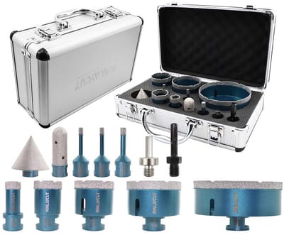 Diamantboorzaagset 12 delig voor Tegels, Keramiek en Steen met Adapters