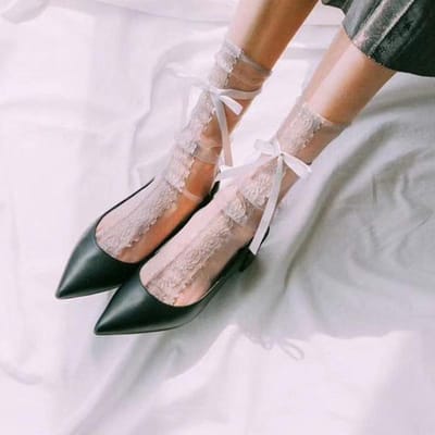 Sexy Kantkousen Dames Transparant Mesh Ultra-Dunne Strik Leuke Sokken voor Dames Mode Lolita 2025 Nieuwe Zwarte Witte Sokken Dames One Size wit