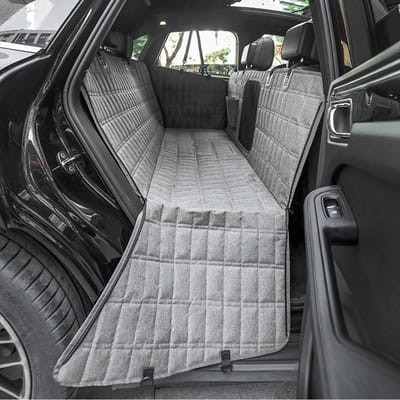 Housse de siège arrière de voiture pour chien Imperméable Tissu Oxford Maille Respirante Housse de voiture pour animaux de compagnie pour chiens Chats Gris gris