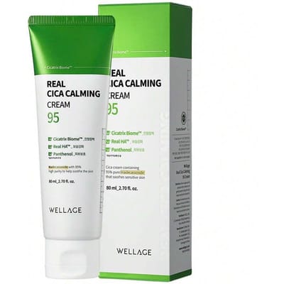 WELLAGE Cica Kalmerende Crème 80ml - Koreaanse Gezichtskalmerende Moisturizer, Hoge Zuiverheid Madecassoside Met Centella Asiatica Panthenol - Kalmeert Gevoelige Huid gray
