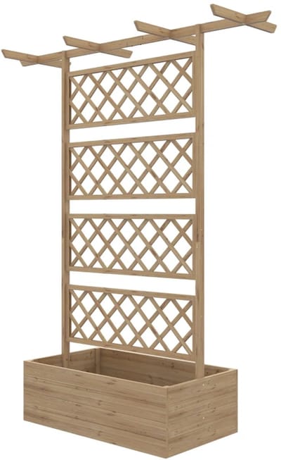 Plantenbak met Klimrek & Dak - Bloembak - Tuinrek - Tuinbed - Leiplantenbak - Plantenrek - Weerbestendig - Perfect voor Bloemen en Klimplanten – voor Tuin, Terras & Balkon - Natuurlijk Hout - 160 x 55 x 183 cm