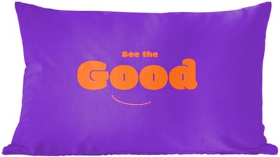Sierkussens - Kussentjes Woonkamer - 60x40 cm - See the good - Oranje - Paars - Smiley