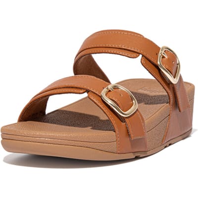 FitFlop Lulu Verstelbare Leren Slides BRUIN - Maat 36