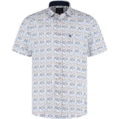 Fellows United - Korte Mouw Overhemd - Heren - L - Blauw - Katoen - 61.6622