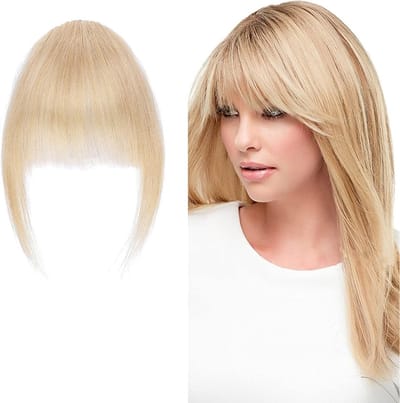 Clip-In Bangs van Echt Haar, Natuurlijke Medium Blonde Fringe Extensions, 14 cm - 100% Menselijk Haar voor een Mooiere Look