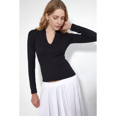 Slim Fit V-hals Lange Mouwen Blouse