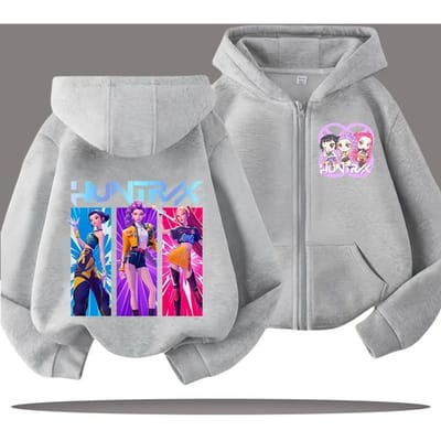 Grappige Rits Hoodie Kpop Demonenjagers Hoodie Kinderkleding Kind Meisje Jongen Hoodie met Rits Casual Top 110
