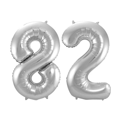 Folieballon 82 jaar - Zilver - 86 cm