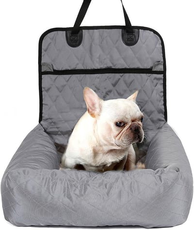 Autostoel Huisdier - Zitverhoger Hond - Veilig Reizen - Traagschuim Vulling - 23.6" x 19.6" - Grijs
