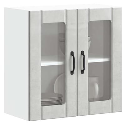 vidaXL - Keukenbovenkast - met - glazen - deur - Lucca - bewerkt - hout - betongrijs