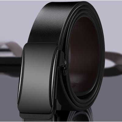 Heren Riem Echt Leer Automatische Gesp Binnen Casual Heren Riem Koeienhuid Leer Eenvoudige Broek voor Middelbare Leeftijd en Jongeren 120cm gray