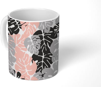 Mok - Koffiemok - Monstera - Pastel - Patronen - Bladeren - Mokken - 350 ML - Beker - Koffiemokken - Theemok
