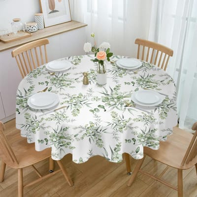 Lente Eucalyptus Bladeren Rond Tafelkleed Waterdichte Tafelbeschermer Voor Bruiloft Decoratie Eettafelkleed 6-piece Chair cover