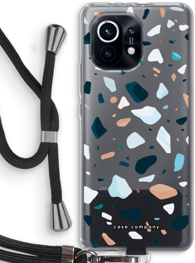 Case Company® - Hoesje met koord geschikt voor Xiaomi Mi 11 hoesje met Koord - Terrazzo N°13 - Telefoonhoesje met Zwart Koord - Bescherming aan alle Kanten en Over de Schermrand