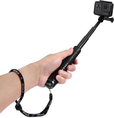 Techvavo® Universele Selfiestick XL - Uitschuifbaar tot 95cm - Selfiestick - Geschikt voor diverse Actioncamera's - Selfiesticks - Waterproof - Zwart